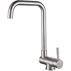 Grifos Abatibles Para Fregadero KINSE Grifo de Cocina plegable de Acero inoxidable, 360° giratorio Grifo abatible Fregadero Monomando para Ventana, cepillado mate