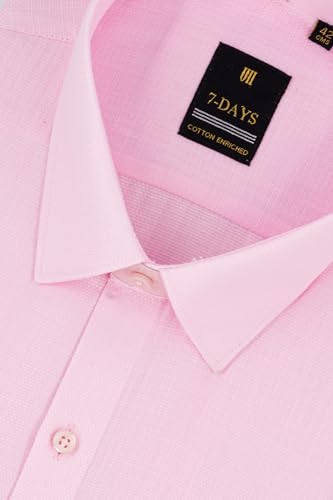 Image of 7-DAYS Premium Men's Formal Shirts - Cotton Rich, Textured Self-Design, Full Sleeve, Regular Fit, Wrinkle Resistant, with Pocket - Perfect for Office