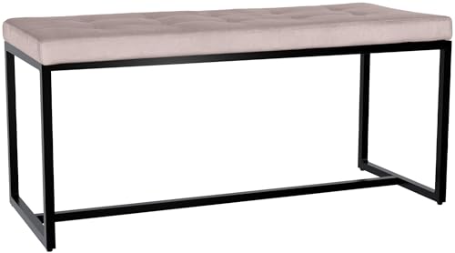 CLP Sitzbank Barci I Moderne Bank | Hochwertige Polsterbank mit schwarz pulverbeschichteten Eisengestell, Farbe:hellgrau, Material:Samt