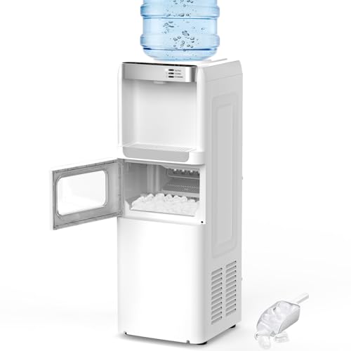 COWSAR 3-in-1 Water Cooler with Ice Maker, Hot & Cold Top Loading, Water Dispenser for 5 Gallon Bottle, 33LBS/24H Ice Maker with Child Safety Lock, White