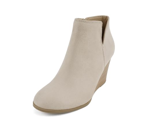 Image of Soda Ability - Mid Ankle Bootie w /Split Shaft and Zipper Stacked Wedge Heel