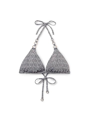 Woman's Triangle Swimsuit Top Black Dots