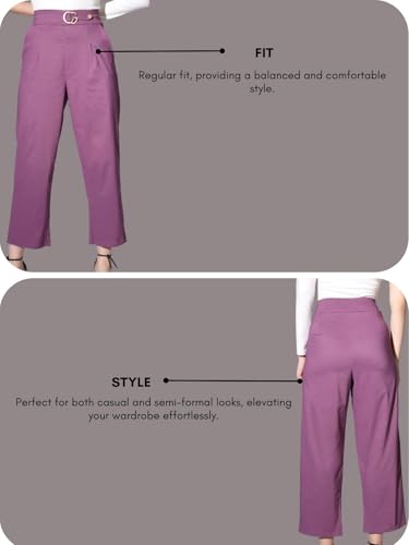 Image of Leriya Fashion Women's Ankle Fit High Rise Trousers High-Waisted Pant| Korean Trousers