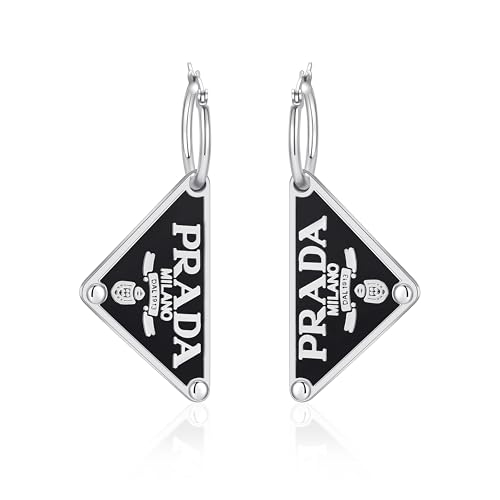 Vintage Designer Tag Earrings, Stainless Steel Letter Earrings, Gift Ideas