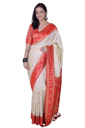 Image of SGF11 Women's Kanjivaram Pure Soft Silk Saree With Unstitched Blouse Piece