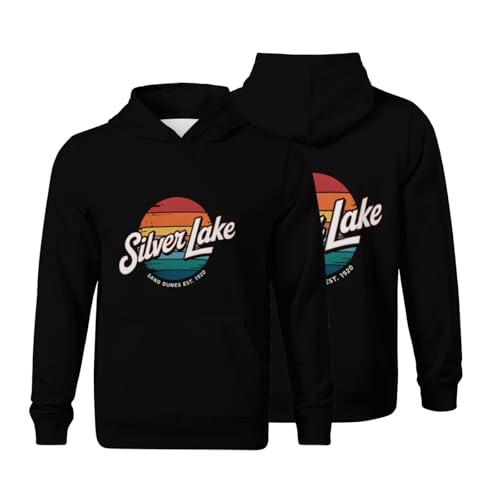 Kids Silver Lake Sand Dunes Distressed Retro Boys Girls Lightweight Kangaroo Pocket Fleece Hoodies