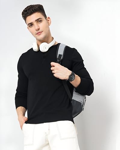 Image of LAZYCHUNKS Luxury Men's Full Sleeve Henley T-Shirt - Soft, Breathable, Stylish (Men's Henley T-Shirt), Great for Party and Casual wear