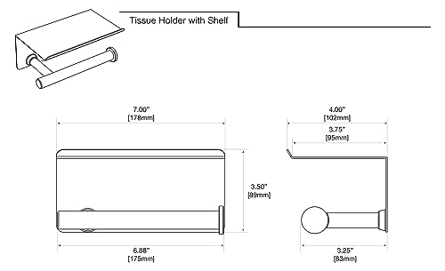 Gatco 1420B Latitude Ii Toilet Paper Holder With Mobile Shelf, Brushed Brass/Wall Mounted 7" Toilet Tissue Holder With Cell Phone Storage Shelf For Bathroom #TOP2
