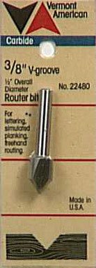 *ごく  Vermont American 22480 3/8-Inch Carbide V-Groove Router Bit