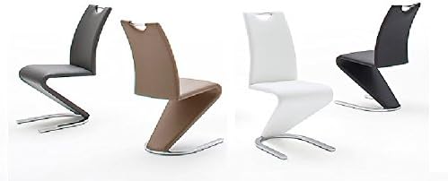 Amado Pair(x2) of Modern & Elegant Z Shaped PU Leather Swinging Dining Chairs in a (Cappuccino)