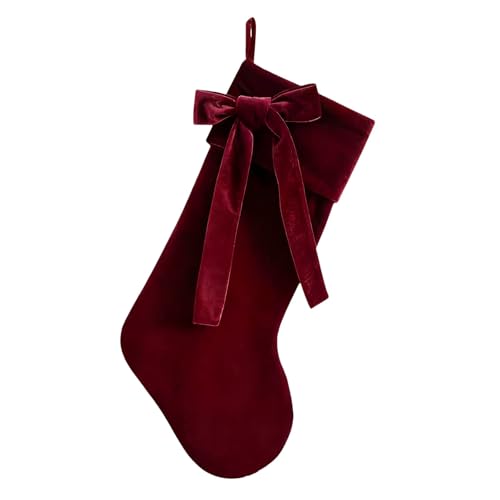 20 Inch Velvet Christmas Stocking with Large Decorative Bow Luxury Velvet Stocking for Fireplace Mantel, Elegant Holiday Decor