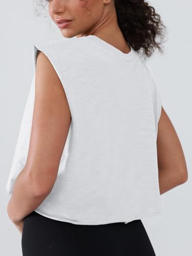 Women's Cotton Cropped Workout Tank Tops,Loose Fit,Muscle Tank, Soft & Lightweight2