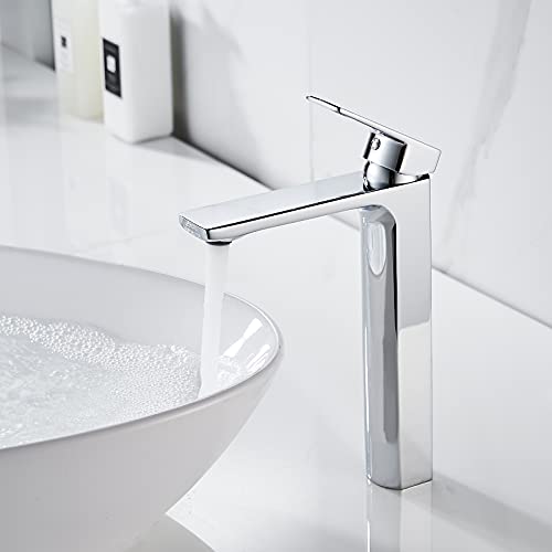 Chrome Bathroom Faucet Tall Single Handle Bathroom Vanity Sink Faucet, Rv Lavatory Vessel Faucet Basin Mixer Tap, Solid Brass 1.2 Gpm #TOP1