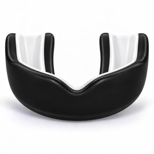 Oral Mart Black/White Youth Mouth Guard for Kids - Youth Mouthguard for Karate, Flag Football, Martial Arts, Taekwondo, Boxing, Football, Rugby, BJJ, Muay Thai, Soccer, Hockey