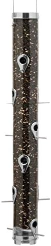 Droll Yankees Classic Sunflower or Mixed Seed Bird Feeder, 12 Feeding Stations, 30-Inch, Silver