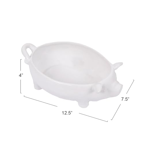 Creative Co-Op White Ceramic Pig Shaped Bowl by Creative Co-Op - Image 2