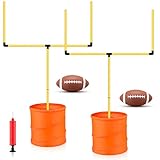 Realspring Football Goal Post 6 x 4 ft Goal Post with Foldable Bucket and Mini Inflatable Football Kicking Tee and Pump for Sports(2 Sets)