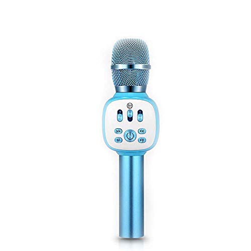 Karaoke micro bluetooth portable sans fil pour chanter en interieur et exterieur en bleu
