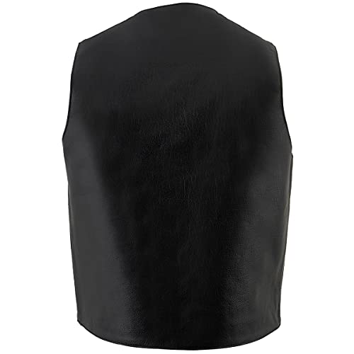 Image of Milwaukee Leather Men's Premium Leather Western Style V-Neck Motorcycle Rider Vest with Front Snap Closure |LKM|ML|SH