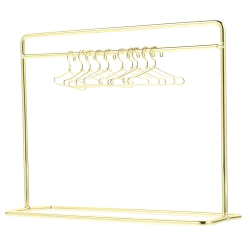 NUOBESTY Mini Golden Iron Doll Clothes Rack with 10 Hangers