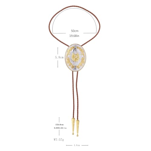 Image of GelConnie Brown Bolo Tie for Men Women Western Ties Mens Gold Bolo Tie Rodeo Cowboy Leather Necktie Cowgirl Tie Wedding