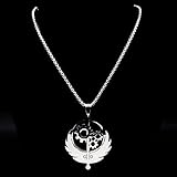 Brotherhood of Stainless Steel Fallout Insignia Pendant Necklace Silver Colour Music Patch Game Flag Choker Necklaces Jewelry for Men Women Gift - 20inch Chain