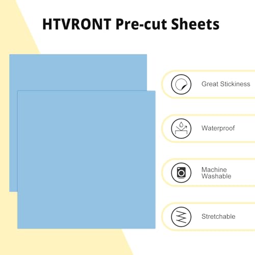 Image of HTVRONT Light Blue HTV Heat Transfer Vinyl Bundle: 24 Pack 12 inchx12 inch Iron on Vinyl Sheets for T-Shirt (1 PTFE Sheet Included), PU HTV Vinyl Easy to Cut & Weed for Heat Design