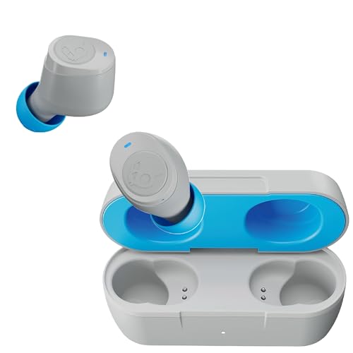 Skullcandy Jib True XT2 Wireless Earbuds, Noise Isolation, Bluetooth Headphones, Light Grey/Blue