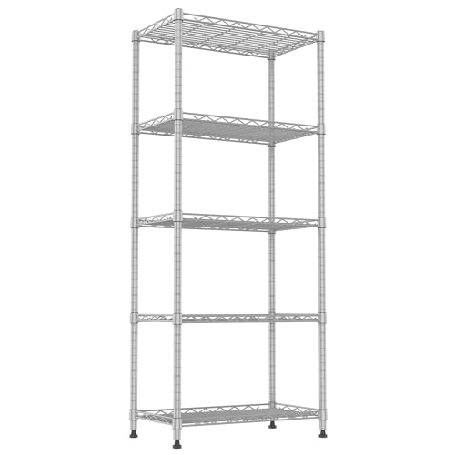 Image of REGILLER 5-Wire Shelving Metal Storage Rack Adjustable Shelves,Standing Storage Shelf Units for Laundry Bathroom Kitchen Pantry Closet(Silver,11.8 inch D x 21.2 inch W x 53.5 inch H)