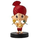 Acceptance Lord Shree GANEHSA Idol Bobblehead para tablero de coche, mesa de oficina, decoración del hogar, figura de Little Mor Pankh y Bansuri, estatua de Dios para regalar a niños, familiares y