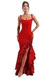 Ternlm Ruffles Prom Dresses for Women 2025 Cocktail Dress for Women Elegant Cocktail Dresses Red