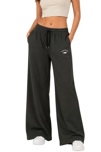 Image of Women's Cotton Wide Leg Track Pants | High Waist Palazzo Trousers with Elastic Drawstring