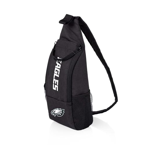 PICNIC TIME Philadelphia Eagles Strider Crossbody Cooler Sling Bag, Insulated 3 Can Capacity Tactical Shoulder Pack, Anti-Theft Water Resistant Black Travel Chest Bag & Small Outdoor Daypack (Black) by PICNIC TIME - Used condition - Image 2
