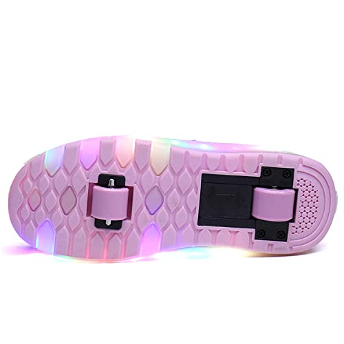 Foto von Mädchen Jungen LED Rollschuhe Kinder 7 Farben Lichter Leuchtend Schuhe mit Rollen USB Aufladbare Blinken Rollenschuhe Outdoor Gymnastik Doppelräder Skateboard Sneaker