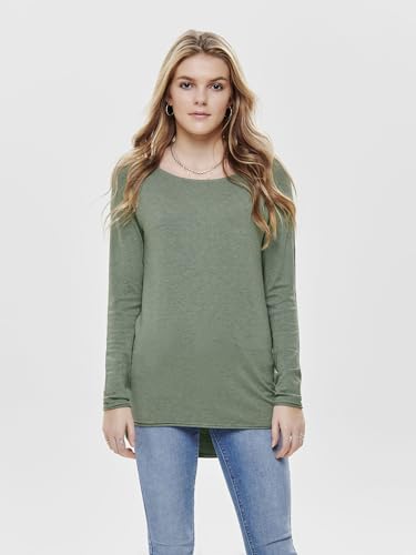 ONLY Damen Langer Feinstrick Pullover | Langarm Rundhals Knit Sweater | Stretch Jumper Locker ONLMILA, Farben:Grün, Größe:XS – Ansicht 2
