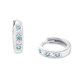 Amor Creolen 925 Sterling Silber Mädchen Kinder Ohrschmuck, mit Zirkonia synth, 1,2 cm, Silber, Kommt in Schmuck Geschenk Box, 2035455