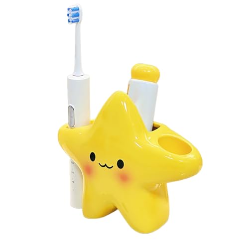 Soportes de cepillo de dientes - ABS Lindo estrella antideslizante para cuarto de baño, soporte de cepillo de dientes eléctrico de dibujos animados, para pasta de dientes, afeitadora, encimera de