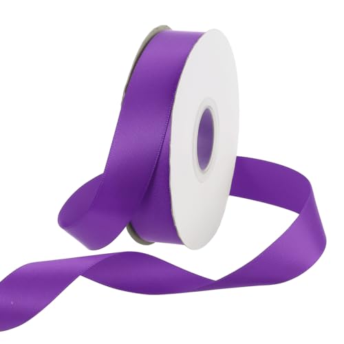 Rebower 25 Yard Satin Ribbon Thick Double Face Grosgrain Silk Ribbon, [for Gift Wrapping, Hair Bows, Wedding, Cake, Flower] - 0.8"(2cm)/Dark Purple