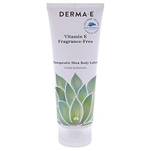 DERMA-E Vitamin E Fragrance Free Therapeutic Shea Body Lotion – Natural Moisturizer for Sensitive Skin – Unscented Soothing Moisturizing Cream, 8 oz