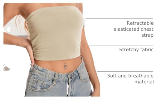 Image of Summer Tube Tops Basic Crop Tops for Women Strapless Tank Bandeau Shirts | Double Layer,Slim Fitted Soft,Cute Y2K Backless,Sexy Going Out,Tight Basic Fashion Clothing 2026