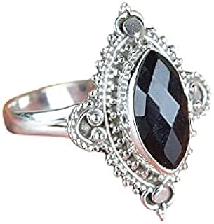 Black Onyx Marquise Ring, Onyx Sterling Silver Ring, December Birthstone, Black Stone Ring, Dainty Ring, Onyx Jewelry, Bohemian Ring, Black Onyx, Gift for Her