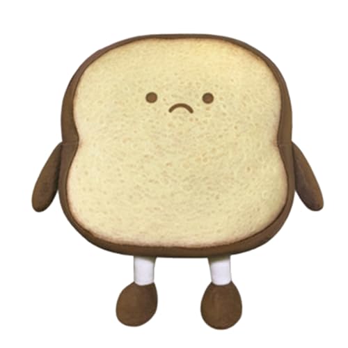 Image of DENTRUN Toast Plush Pillow, Soft Bread Shape Food Cushion for Hugging Decor | funny expression, sofa /bed cushion, soft plush, gift for kids /adults, room decor