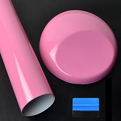 NewL High Gloss Pink Vinyl Wrap Self Adhesive Air Release Bubble Outdoor Rated for Automotive Use (30cm x 150cm)