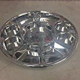 50 Piece 9 Compartments Silver Round Disposable Party Tray/Thali/Plates