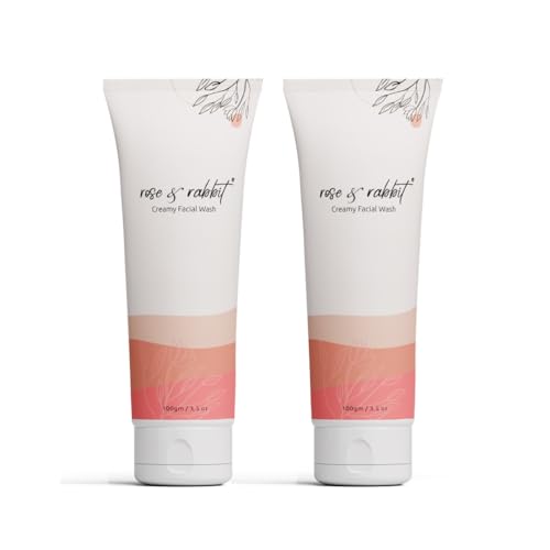 Image of Rose & Rabbit Creamy Face Wash | Anti Acne | Oil Control | Anti-Ageing | 100% Alcohol, Paraben & Sulfate Free | No Dryness or Stretchiness | For Dark Spots | For Men & Women Both | 100gm (Pack of 2)