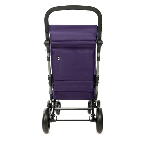 Carlett - Lite Family Lett470 |Warenkorb | Zusammenklappbarer Einkaufswagen | 4 Räder | Verstellbarer Lenker und Sicherheitsbremse | Erweiterbare Tasche 58L | Kühltasche 12L | Viola – Bild 5