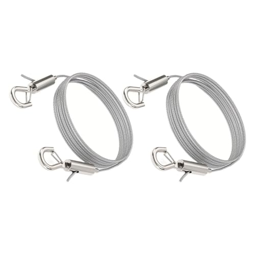 FUTUREORYY Cuerda Ajustable para Colgar Cuadros de Acero Inoxidable 304 Cable Plateado de 2 M con Doble Gancho Kit 2 Piezas para Colgar Lámparas Marcos y Obras de Arte en Decoración Hogar