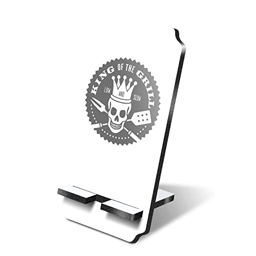 Destination Vinyl Ltd 1 x 5mm MDF Mobile Phone Stand - BW - BBQ King Of The Grill Barbeque Wooden Stand Holder for Mobile Phone, Smartphone #40205