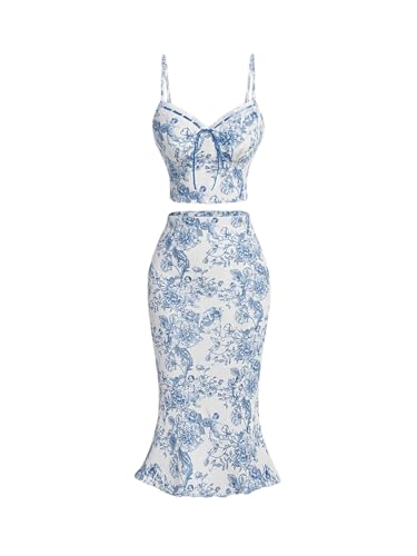Ensemble caraco à nouer devant et jupe à imprimé floral style bohème chic