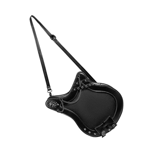 Sac à bandoulière futuriste rétro en cuir PU et détails chaîne métal pour look cyber